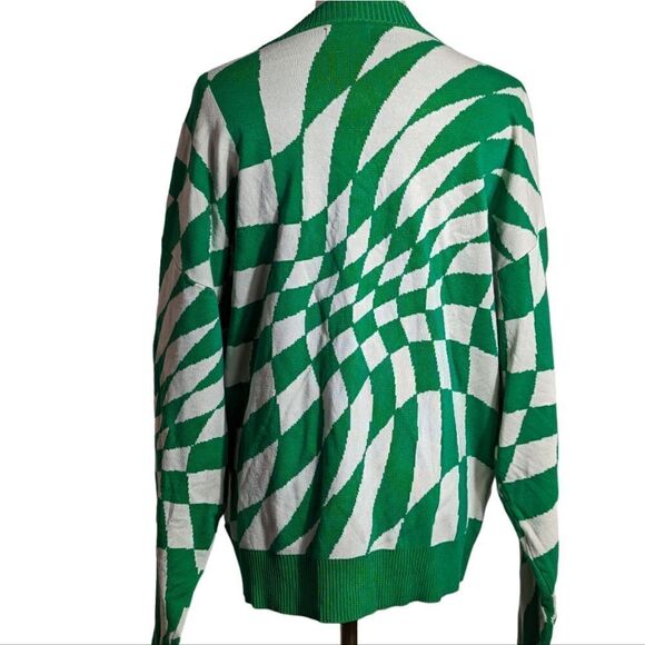 Edikted Green and White Retro Sweater - Picture 2 of 7
